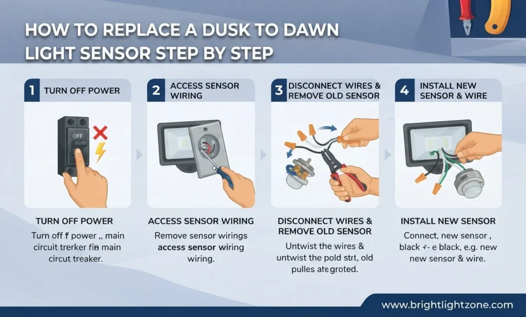 how to replace a dusk to dawn light sensor step by step
