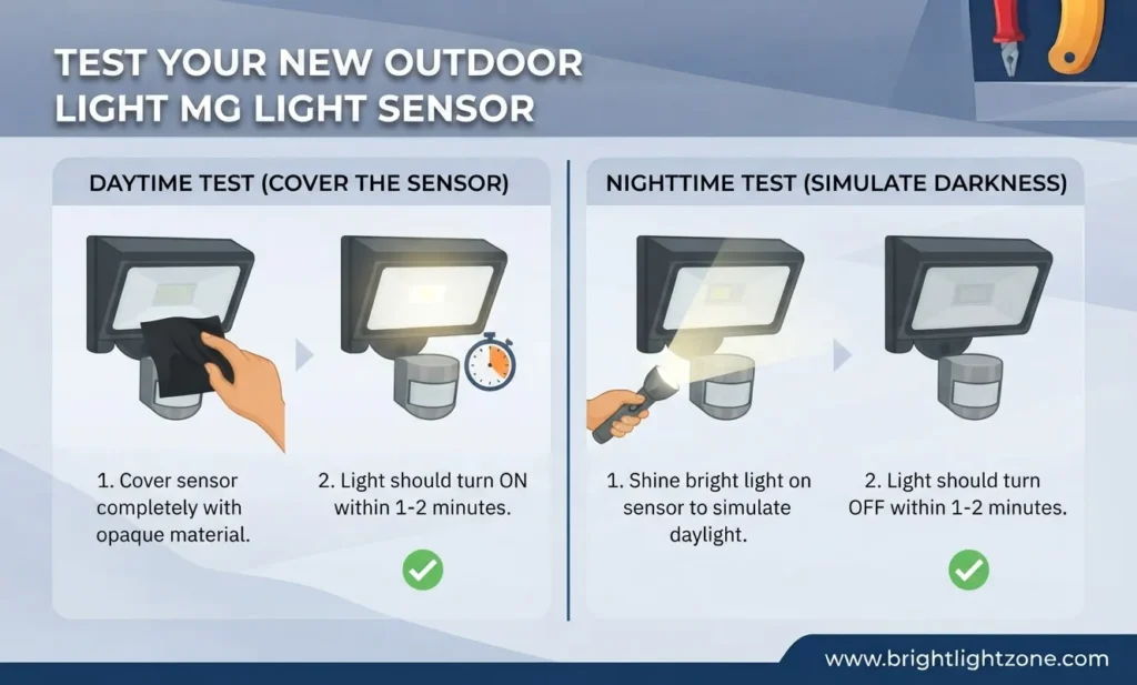 test your new outdoor light sensor